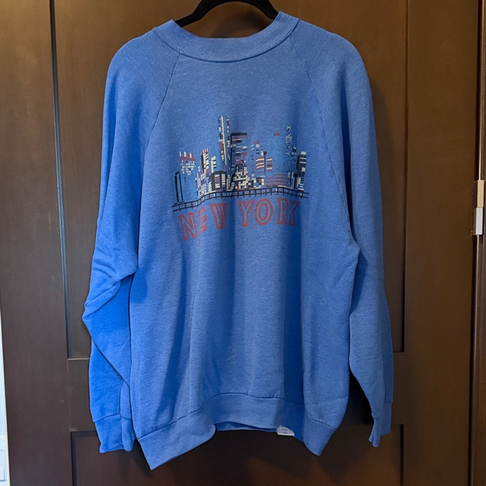 Re/Done Blue New York Skyline Sweatshirt